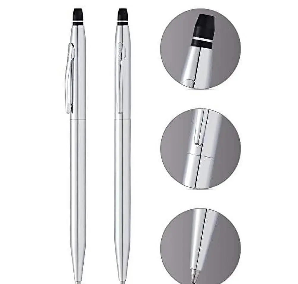 Cross Click Polished Chrome Refillable Ballpoint Pen and 0.5MM Mechanical Pencil Set in in Premium gift box Cross