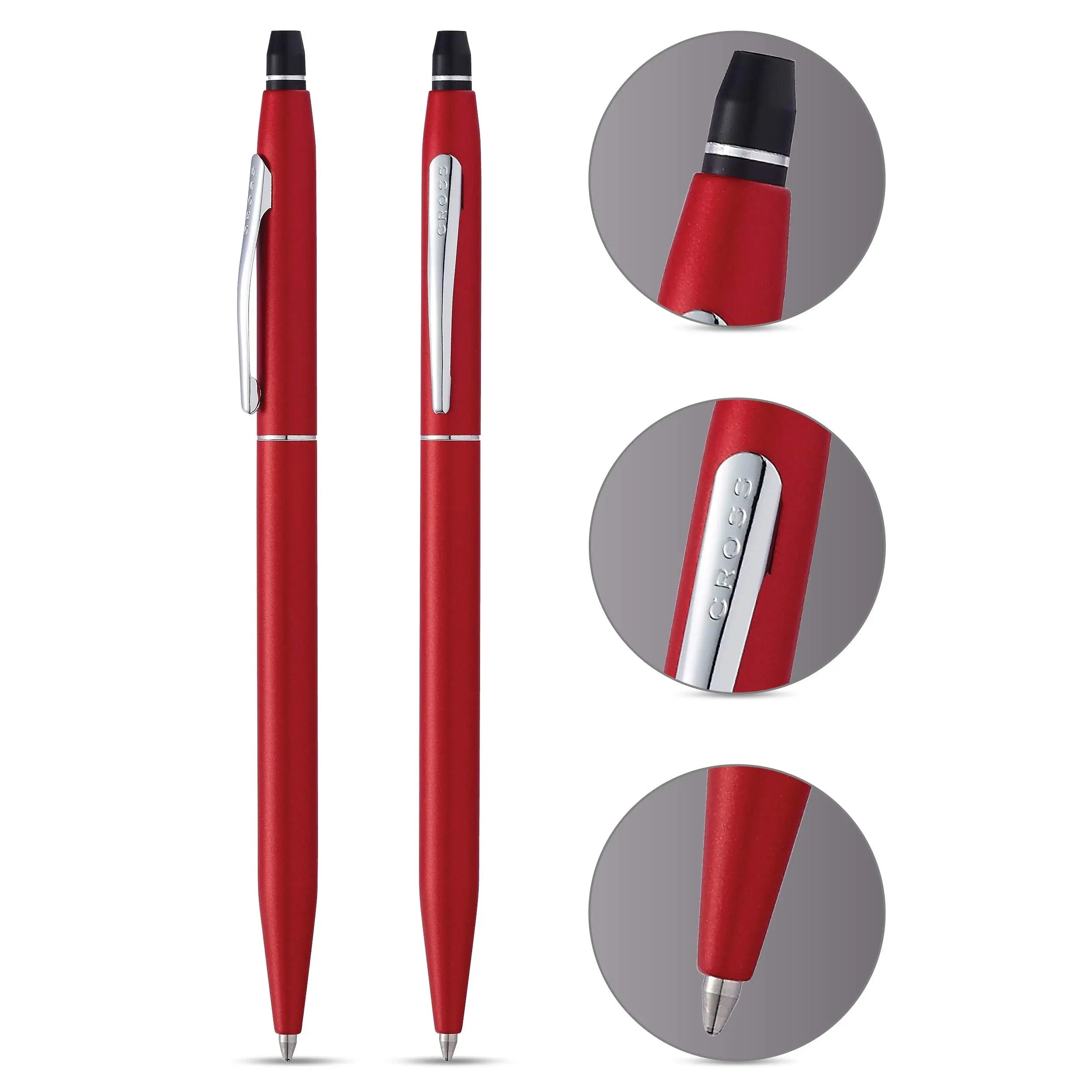 Cross Click Refillable Ballpoint Pen, Medium Ballpen, Includes Bonus Refill, Premium Gift Box - Crimson Lacquer Cross