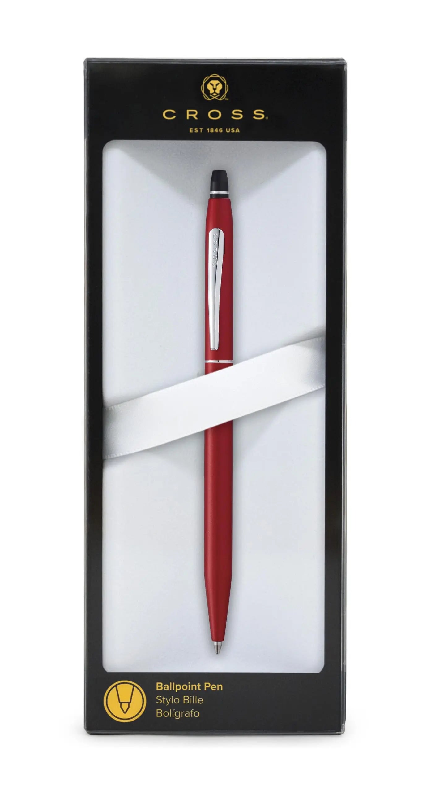 Cross Click Refillable Ballpoint Pen, Medium Ballpen, Includes Bonus Refill, Premium Gift Box - Crimson Lacquer Cross