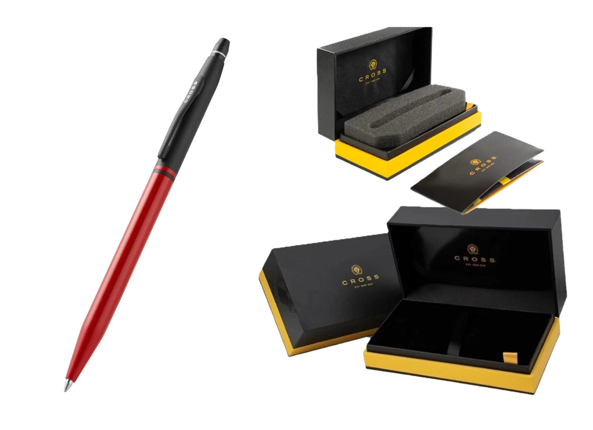 Cross Click Tuxedo Selectip Ballpoint Pen, Striking Satin Metallic Red with Black Contrasting Appointments, High-End Gift, Smooth Writing, Luxury Corporate Gift Box cross