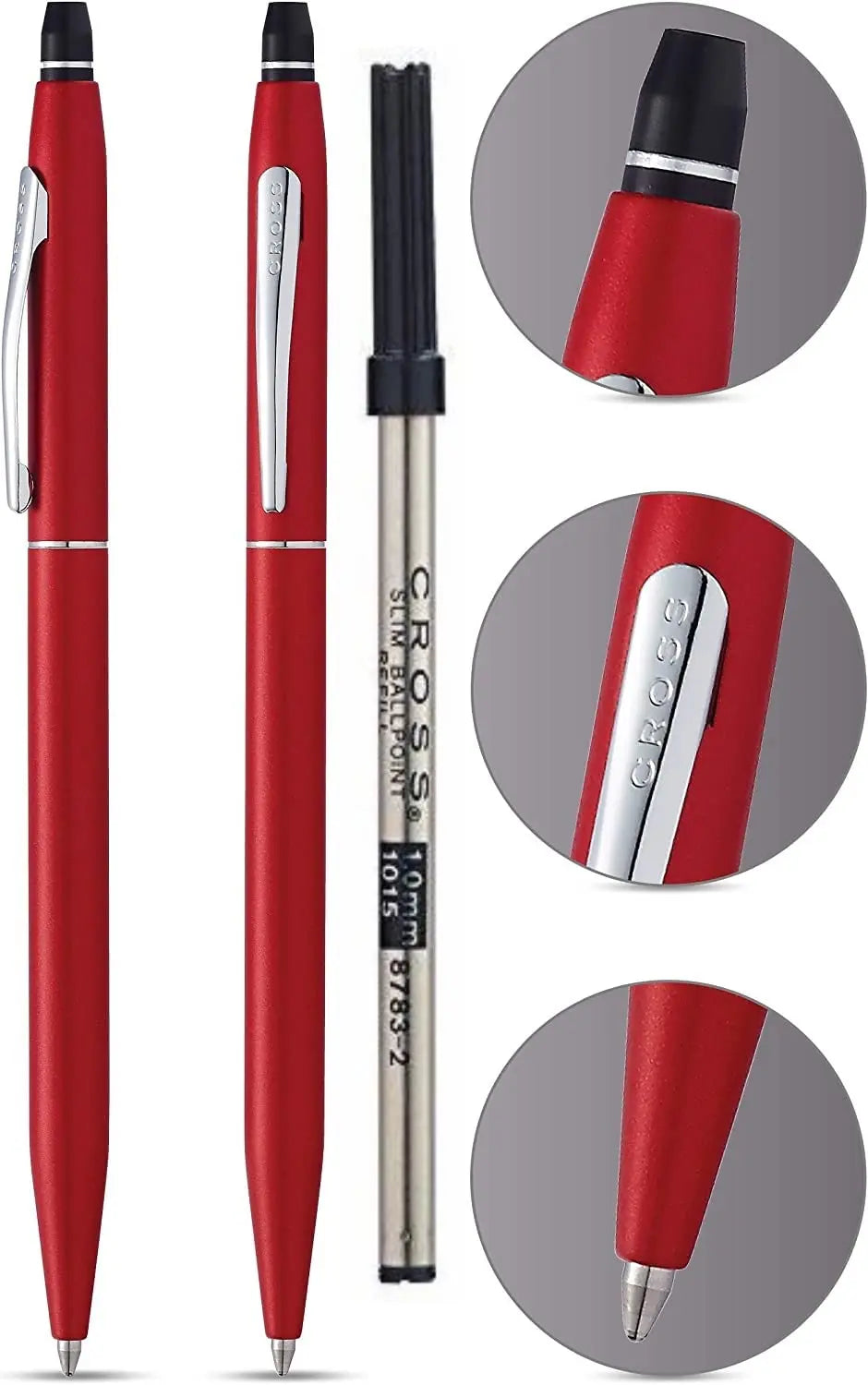 Cross Click-it Matte Metallic Red with Chrome appointments Ballpoint Pen and Bonus Refill Cross