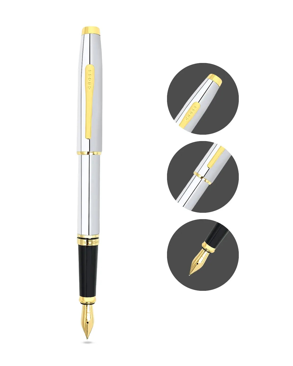Cross Coventry Polished Chrome with Gold-Tone Fine Nib Fountain Pen Cross