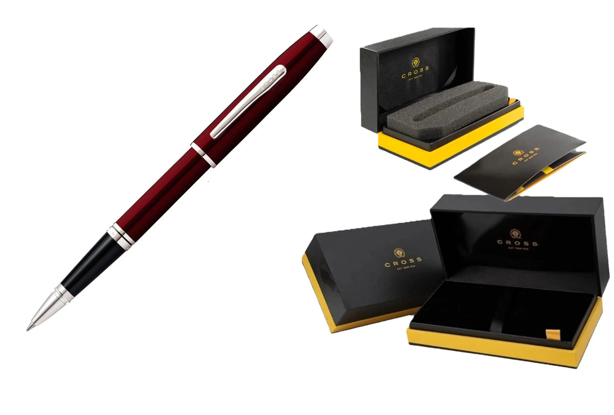 Cross Coventry Red Rollerball Pen with Rich Sheen and polished contrasting appointments in Luxury Gift Box cross