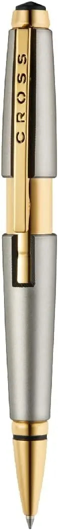 Cross Edge Titanium Rollerball Pen, Gold PVD Appointments, Capless Slide-Open & Snap-Shut Design,Black Ink - Elegant Accessory for Smooth Writing - Comfortable Grip cross