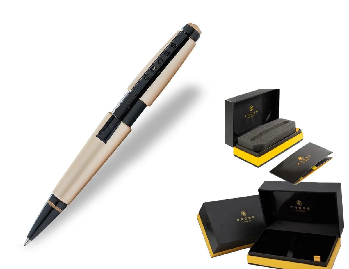 Cross Edge™ Matte Hazelnut Lacquer Rollerball Pen with Contrasting PVD Appointments cross