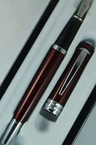 Cross Executive Companion with Diamond Cut Multi-groove Signature Center Ring and Pearlescent Red Barrel Bailey Medium Stainless Steel nib Pen Cross