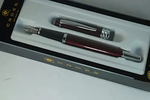 Cross Executive Companion with Diamond Cut Multi-groove Signature Center Ring and Pearlescent Red Barrel Bailey Medium Stainless Steel nib Pen Cross
