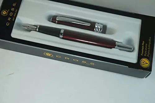 Cross Executive Companion with Diamond Cut Multi-groove Signature Center Ring and Pearlescent Red Barrel Bailey Medium Stainless Steel nib Pen Cross
