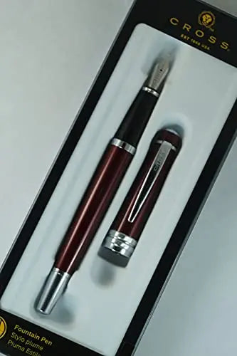 Cross Executive Companion with Diamond Cut Multi-groove Signature Center Ring and Pearlescent Red Barrel Bailey Medium Stainless Steel nib Pen Cross
