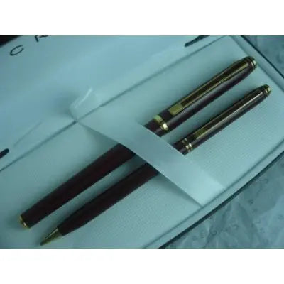 Cross Executive Limited Edition Signature Burgundy Lacquer with 18k Solid Gold Medium Nib Fountain Pen & 0.5MM Lead Pencil Set Cross