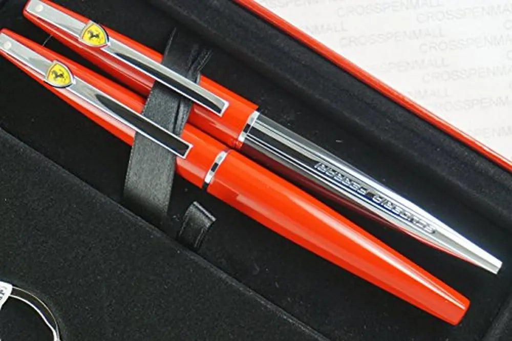 Cross Ferrari Taranis Aerodynamic Power, Rosso Corsa, Sleek Style & Patent-pending Gripping Section Icy , Polished Trim Accent, Medium nib Fountain pen & Ballpoint Pen.In Original Premium Box - crosspenmall.com