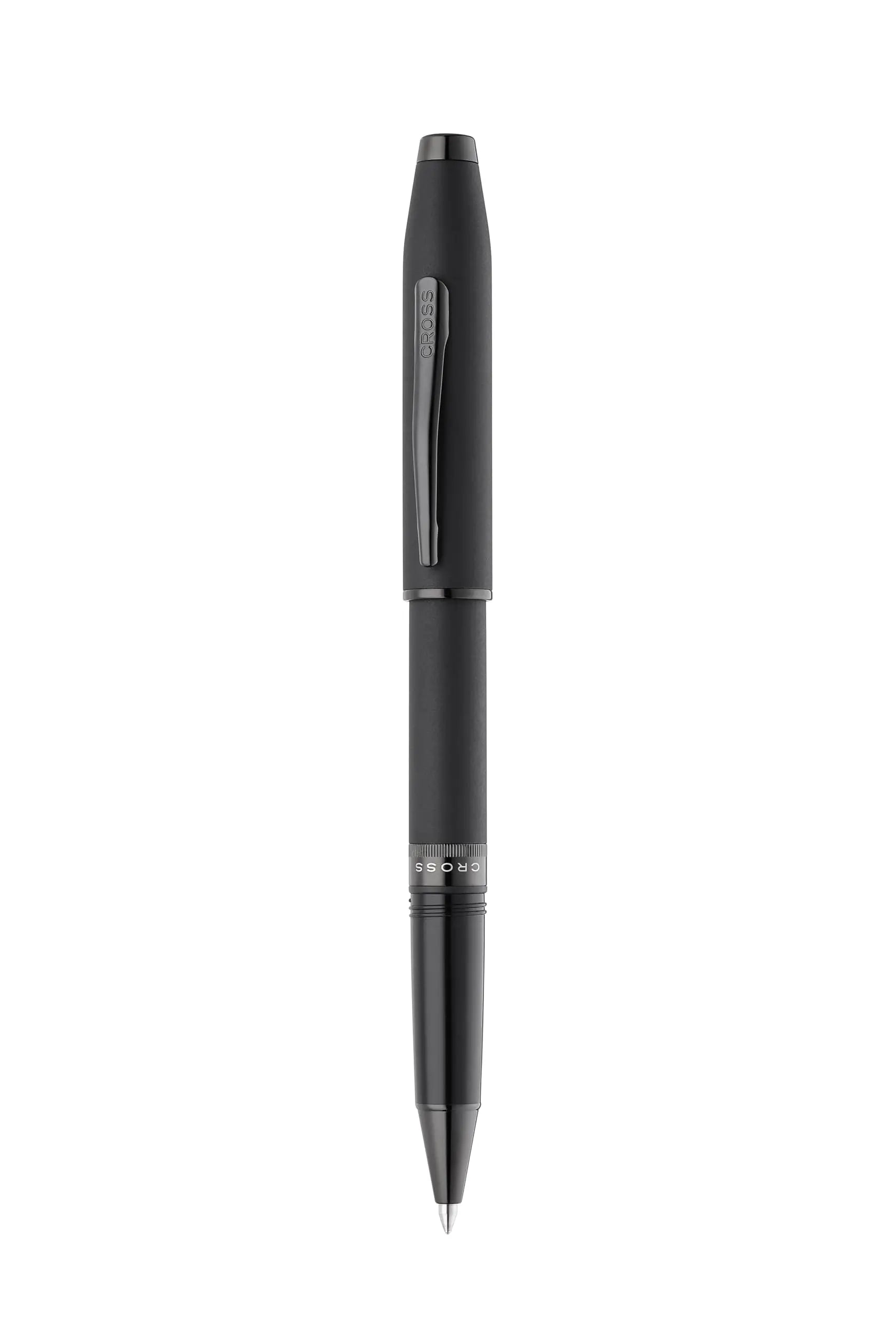 Cross Foundry Matte Black Lacquer with Signature double center ring Selectip Rollerball Pen with PVD Black Appointments in Premium Luxury Gift Box Cross