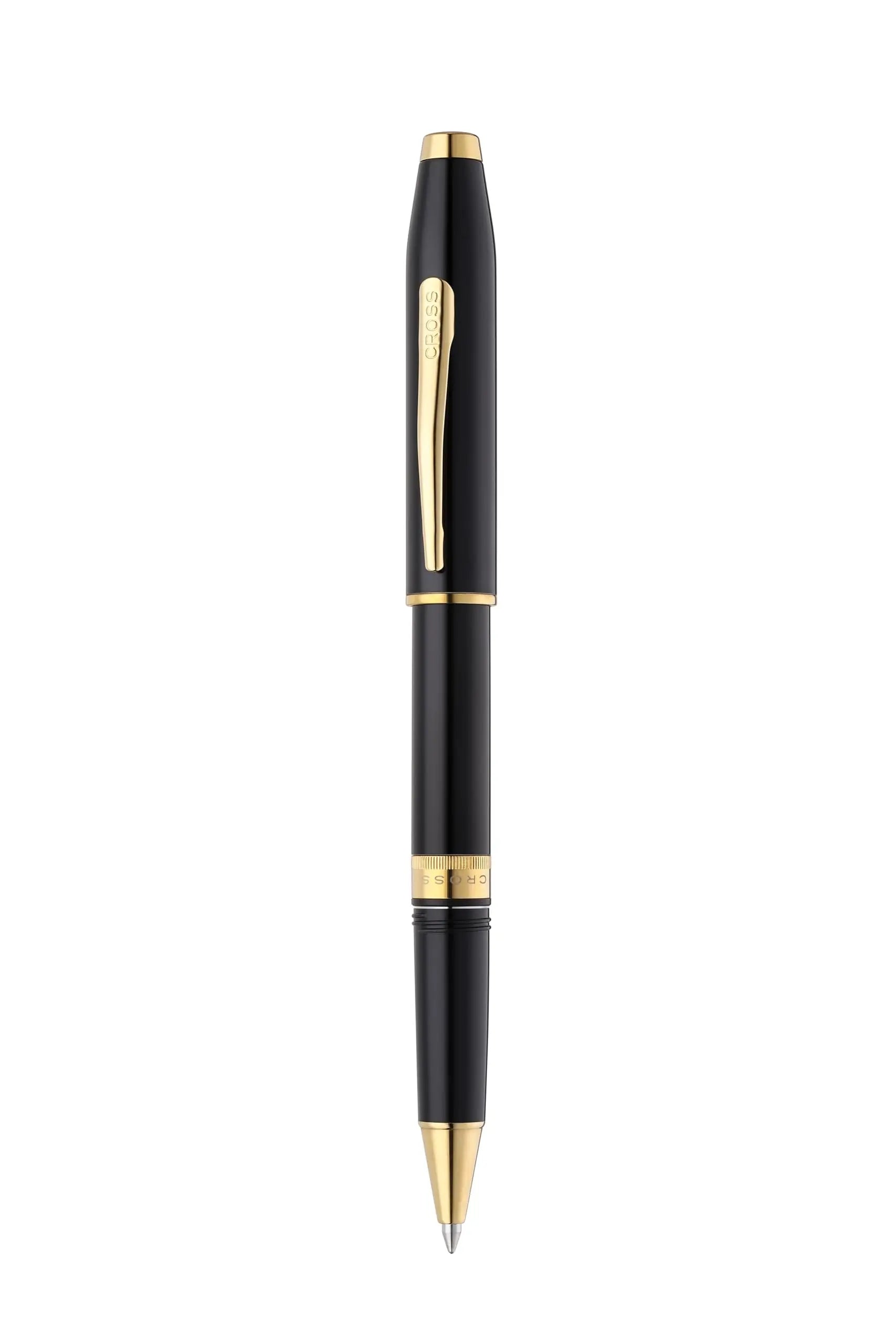 Cross Foundry Pearlescent Black Lacquer Signature double center ring Selectip Rollerball Pen with Lustrous PVD Gold Appointments in Premium Luxury Gift Box Cross