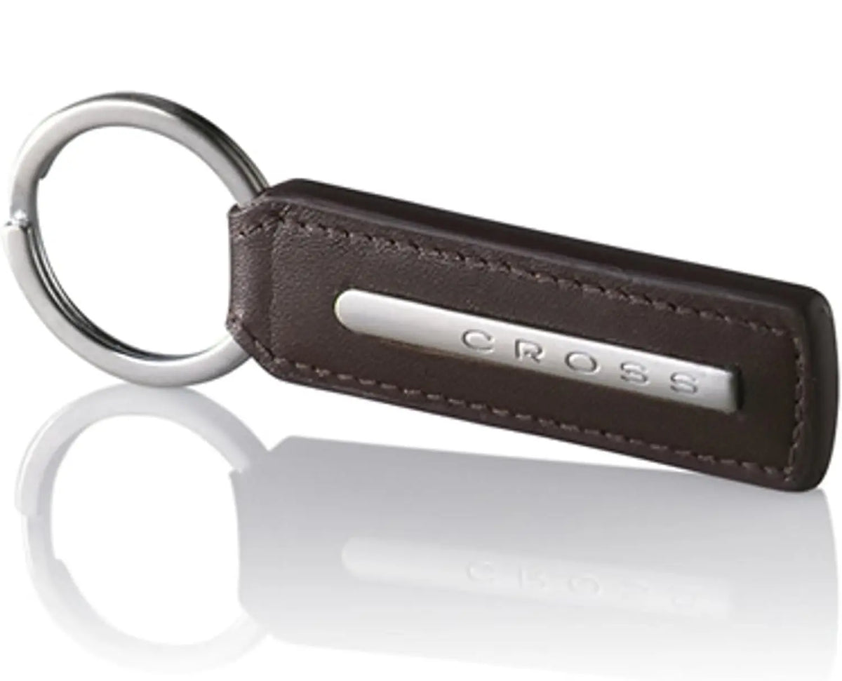 Cross Genuine full Grain Dark Chocolate Leather Collection Key Fob cross