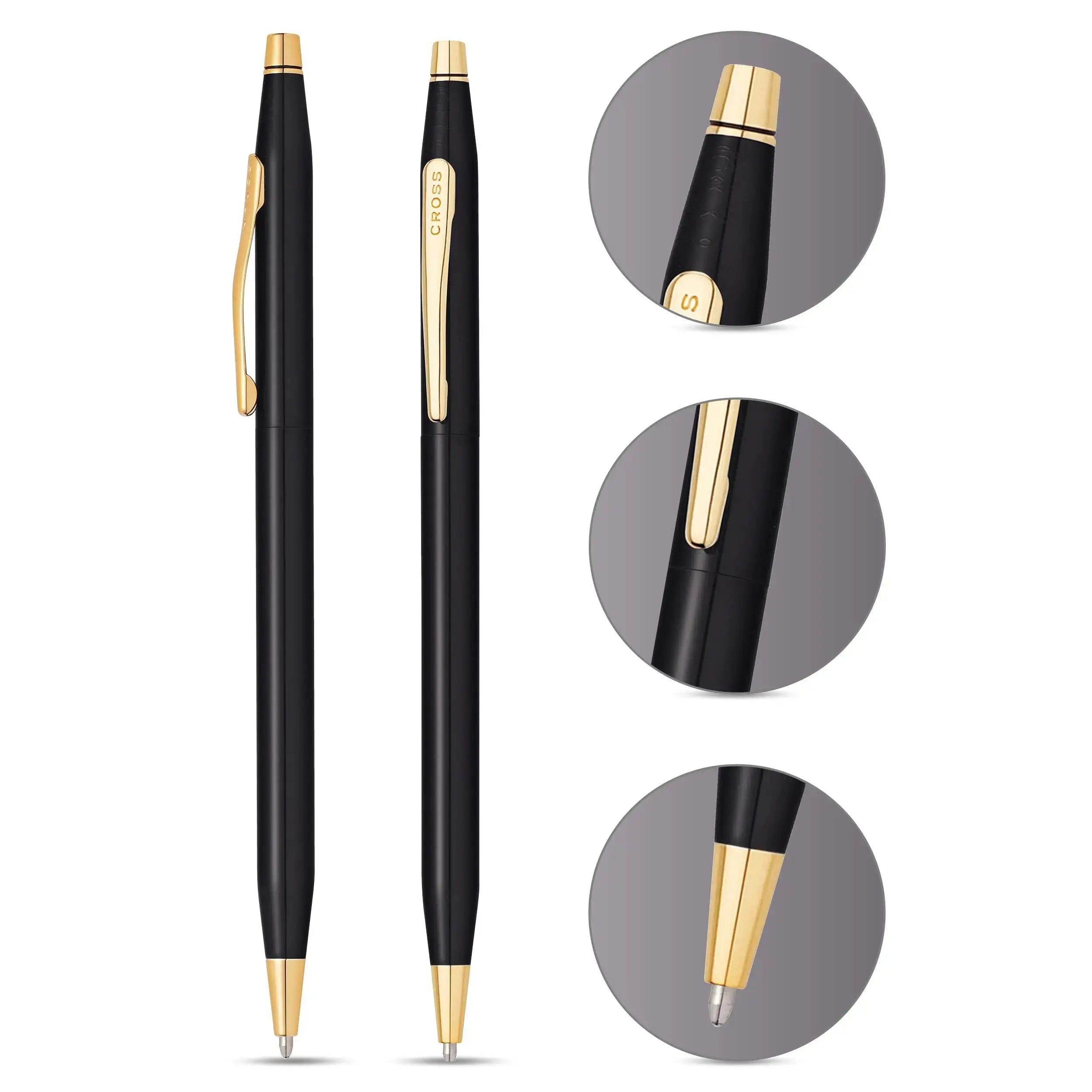 Cross Limited Collection Classic Century Pearlescent Black PVD Barrel and Gold Appointments Ballpoint Pen Cross