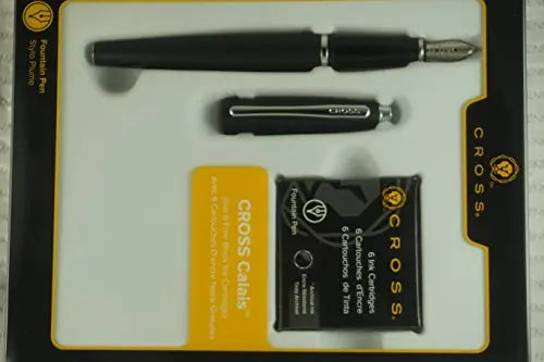 Cross Limited Edition Calais Fountain Pen with Stainless Steel Medium Nib in Pristine Cross Gift Box (AT0116F-14MS/16) with 6 Fountain pen Cartridges .A Great Gift for anyone A.T.. CROSS