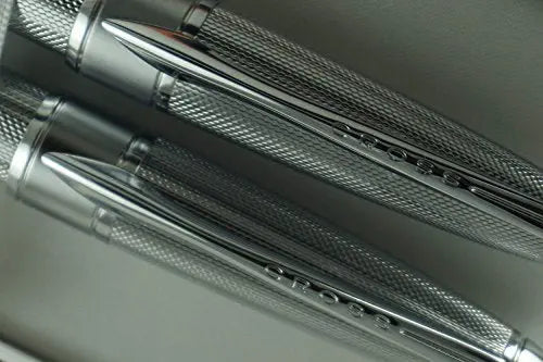 Cross Limited Edition in elegant haberdashery finishes Apogee Executive Diamond Cut Elegant Medium Selectip with Black Gel Ink Rollerball pen and Ballpoint Pen A great corporate gift A.T.. CROSS