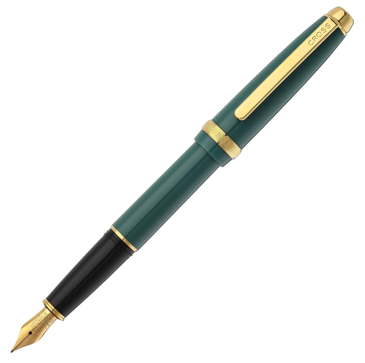 Cross Lume Dark Green Resin & PVD Gold Appointments Fountain Pen, Gift Box. cross