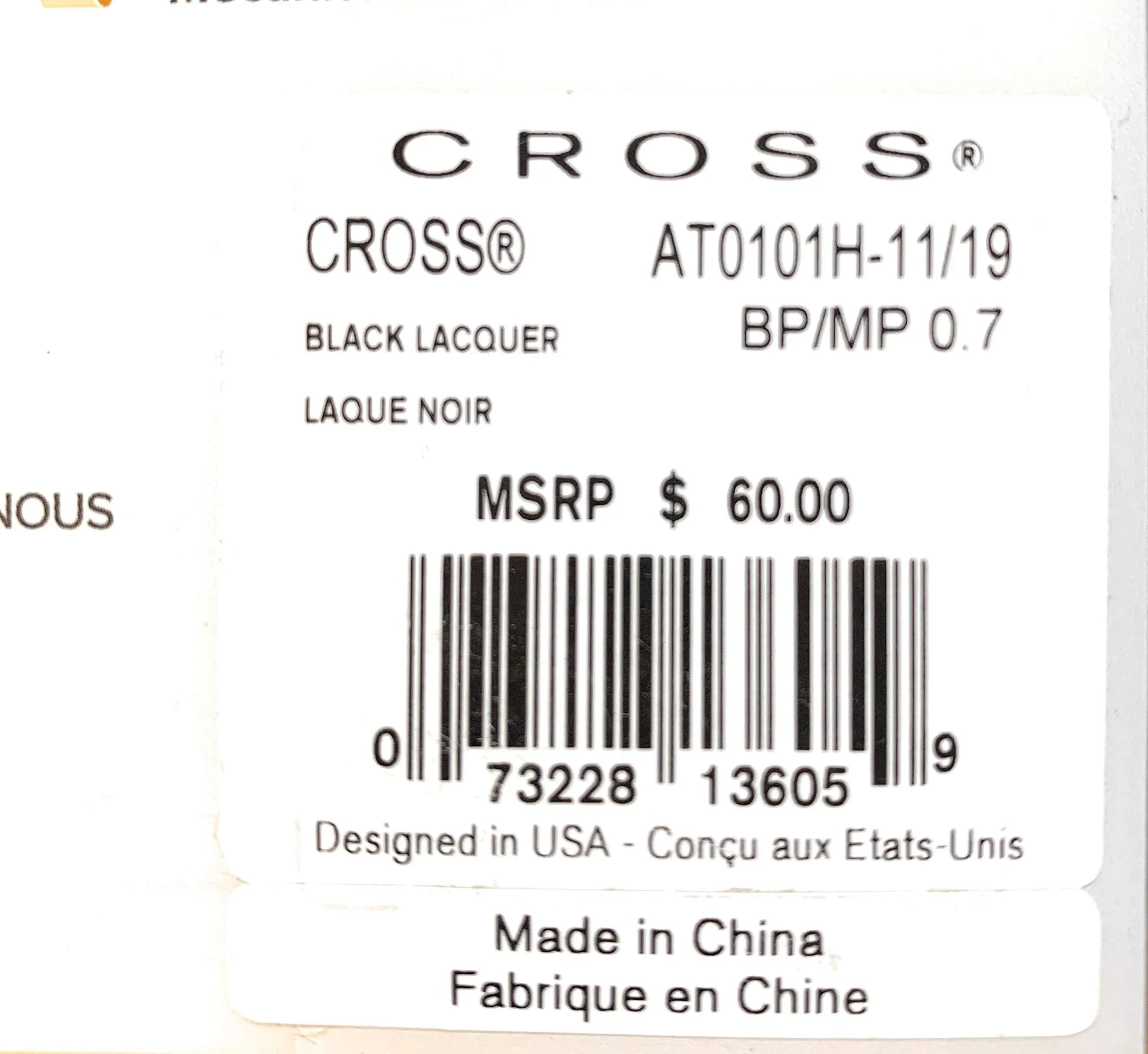 Cross Luxury Gift Black Lacquer Pen and 0.7 mm Pencil Cross