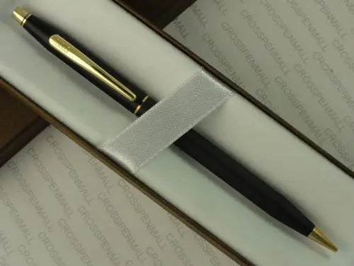 Cross Made in The USA Century Classic Satin Matte Black and 23k Gold with 0.5MM Lead Pencil - crosspenmall.com