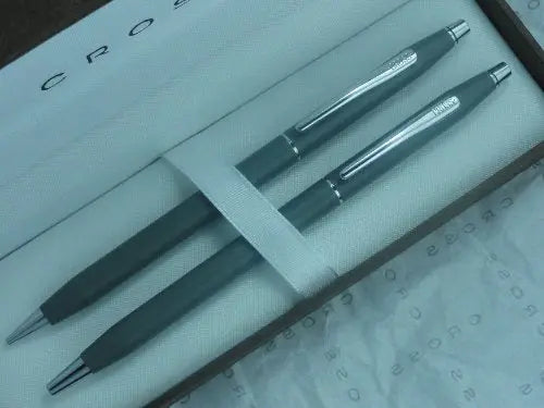 Cross Made in The USA Classic Century Satin Gray and Chrome Pen & Pencil Set - crosspenmall.com