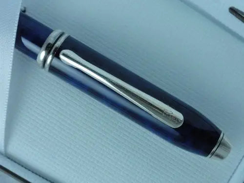 Cross Made in The USA Townsend Blue Marble and Sterling Silver Ball Pen - crosspenmall.com