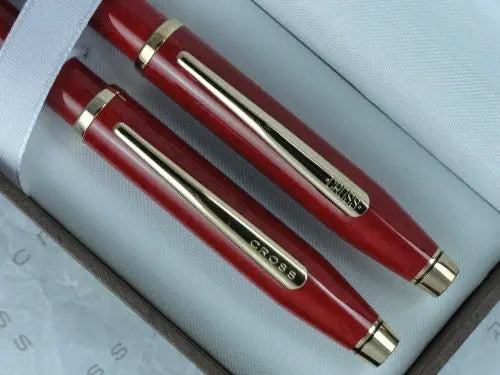 Cross Made in USA Century II Cinnabar Red Lacquer Pen and 0.5MM Lead Pencil Set crosspenmall.com