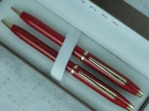 Cross Made in USA Century II Cinnabar Red Lacquer Pen and 0.5MM Lead Pencil Set crosspenmall.com