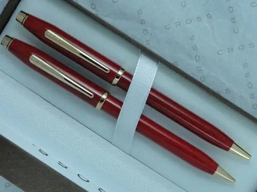 Cross Made in USA Century II Cinnabar Red Lacquer Pen and 0.5MM Lead Pencil Set crosspenmall.com