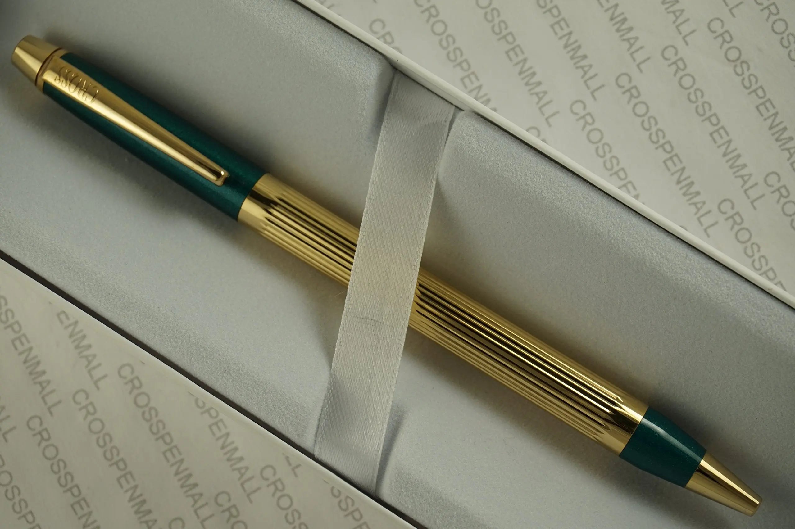 Cross Made in USA Limited Edition Art Deco Metropolis 22KT Gold Barrel and Green Accent Ballpoint Pen crosspenmall.com