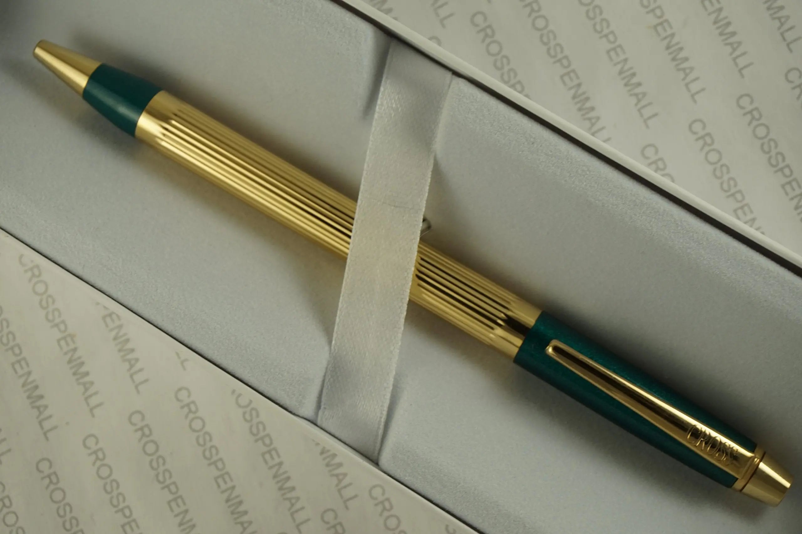 Cross Made in USA Limited Edition Art Deco Metropolis 22KT Gold Barrel and Green Accent Ballpoint Pen crosspenmall.com