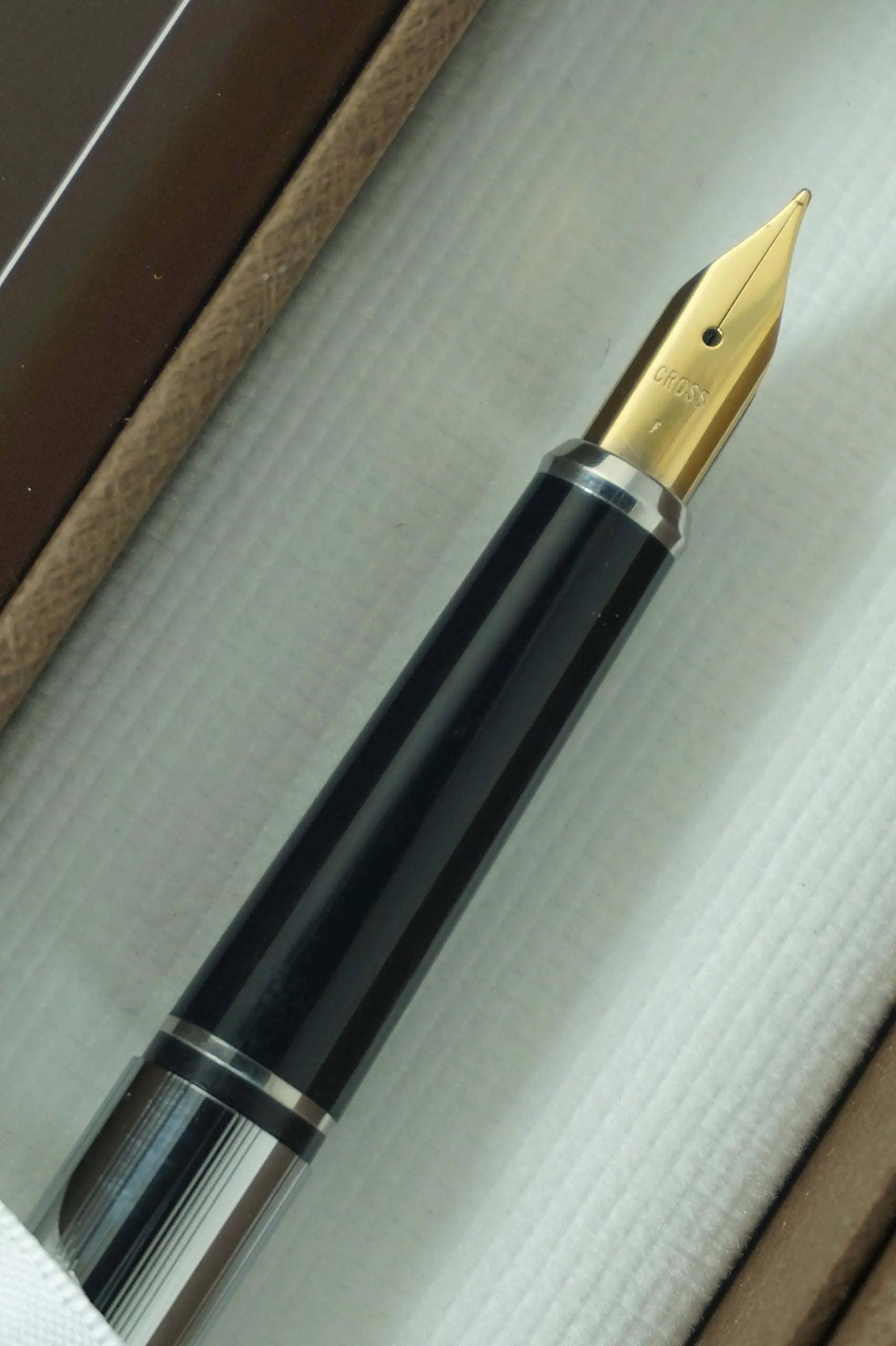 Cross Made in the USA Century Classic with Ribbed Chrome Barrel and Fine nib Fountain Pen Made in Lincoln, RI Cross