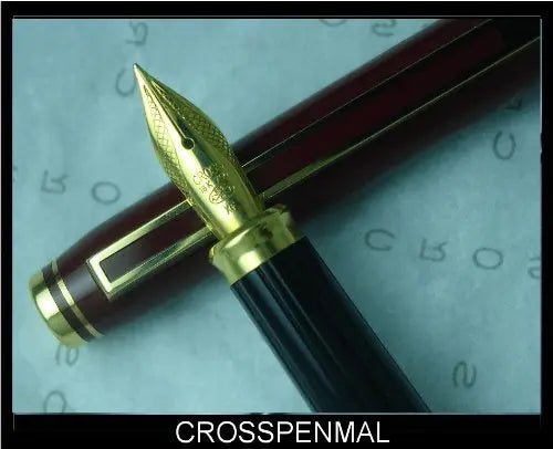 Cross Made in the USA Signature Burgundy and 23K Karat Gold Appointments With Solid 18K Gold Extra-fine Nib Fountain Pen. Cross