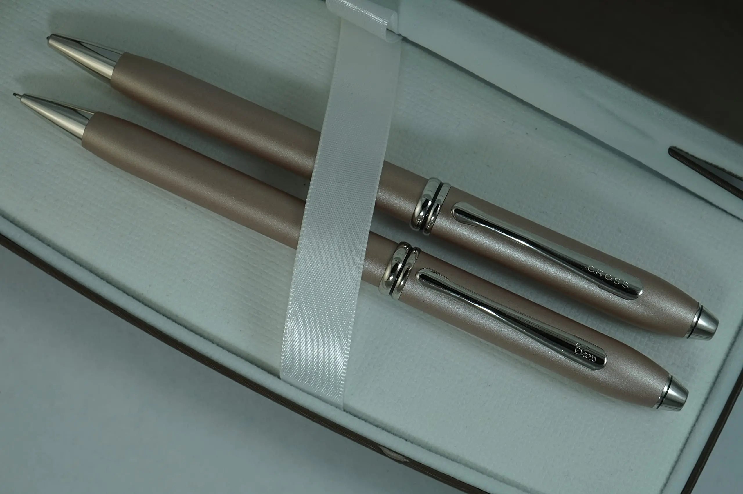 Cross Made in the USA and UK Limited Edition Collection Townsend Meteorite Champagne and Rhodium appointments Ballpoint Pen and 0.5MM Pencil Set AT CROSS