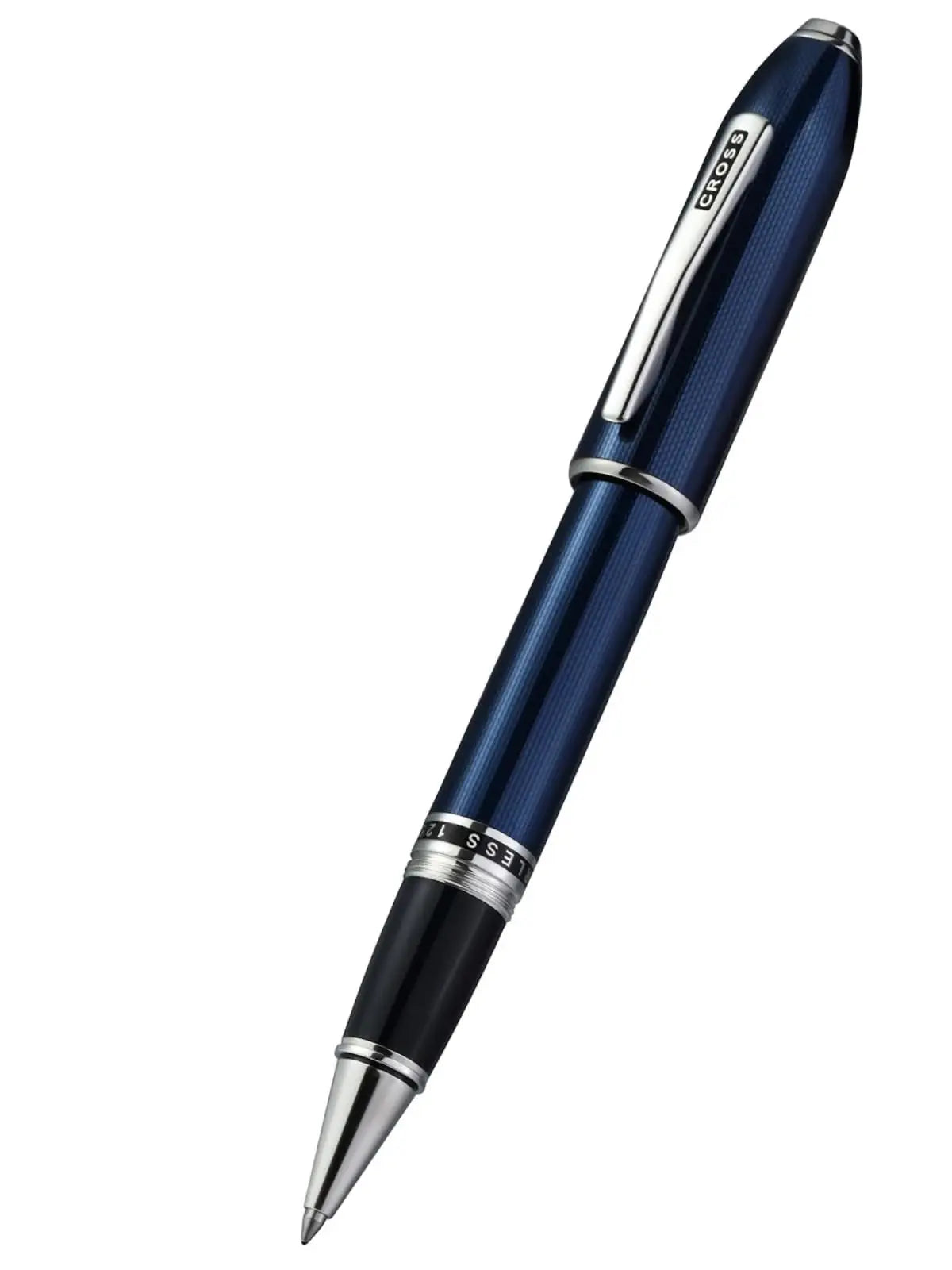Cross Peerless 125 Selectp Rollerball pen, Lacquer Blue, incise engraved signature lines Platinum Appointments, Engravable panel, Luxury Gift Box. Cross