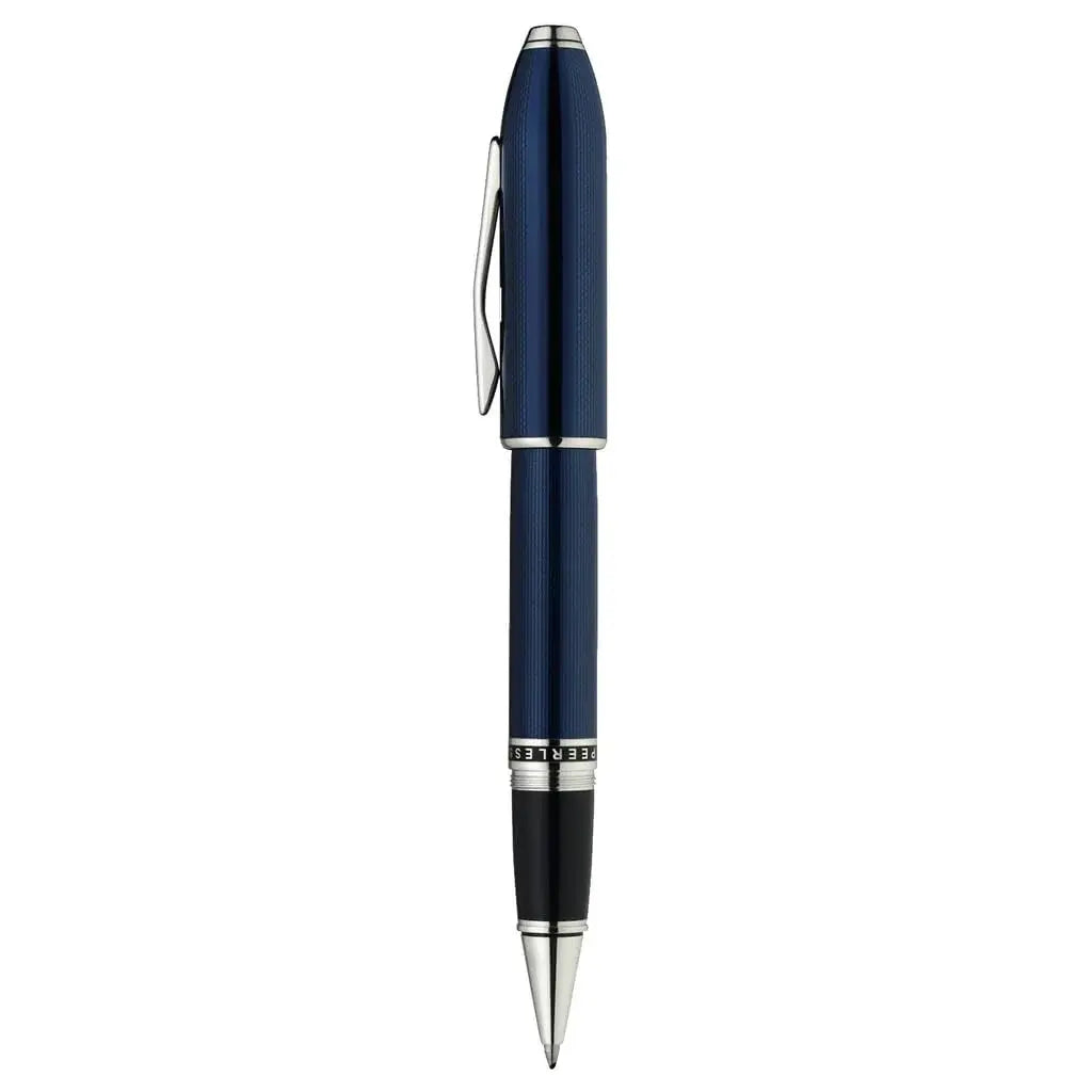 Cross Peerless 125 Selectp Rollerball pen, Lacquer Blue, incise engraved signature lines Platinum Appointments, Engravable panel, Luxury Gift Box. Cross