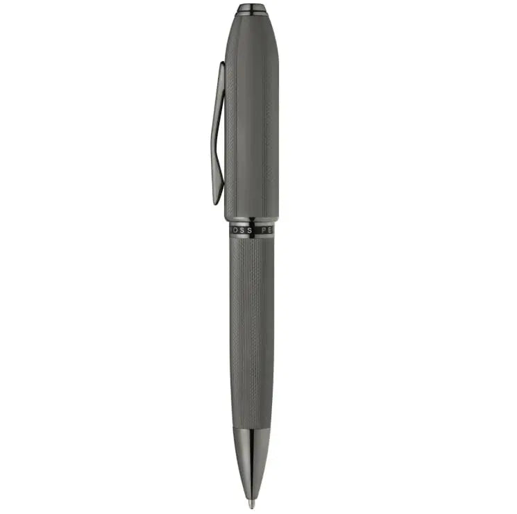 Cross Peerless™ Polished Slate Gray Engraved Diamond Pattern with Slate Gray PVD Appointments and Swarovski™ Crystal Ballpoint Pen Cross