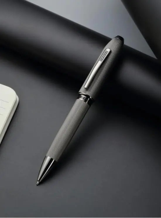Cross Peerless™ Polished Slate Gray Engraved Diamond Pattern with Slate Gray PVD Appointments and Swarovski™ Crystal Ballpoint Pen Cross