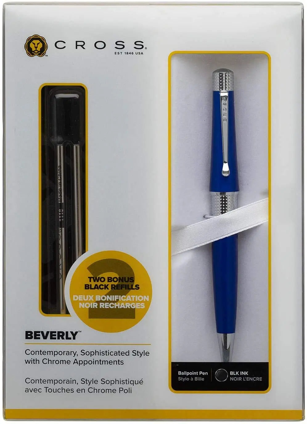 Cross Pens Beverly Ballpoint Blue with Two Back Up Refills Cross