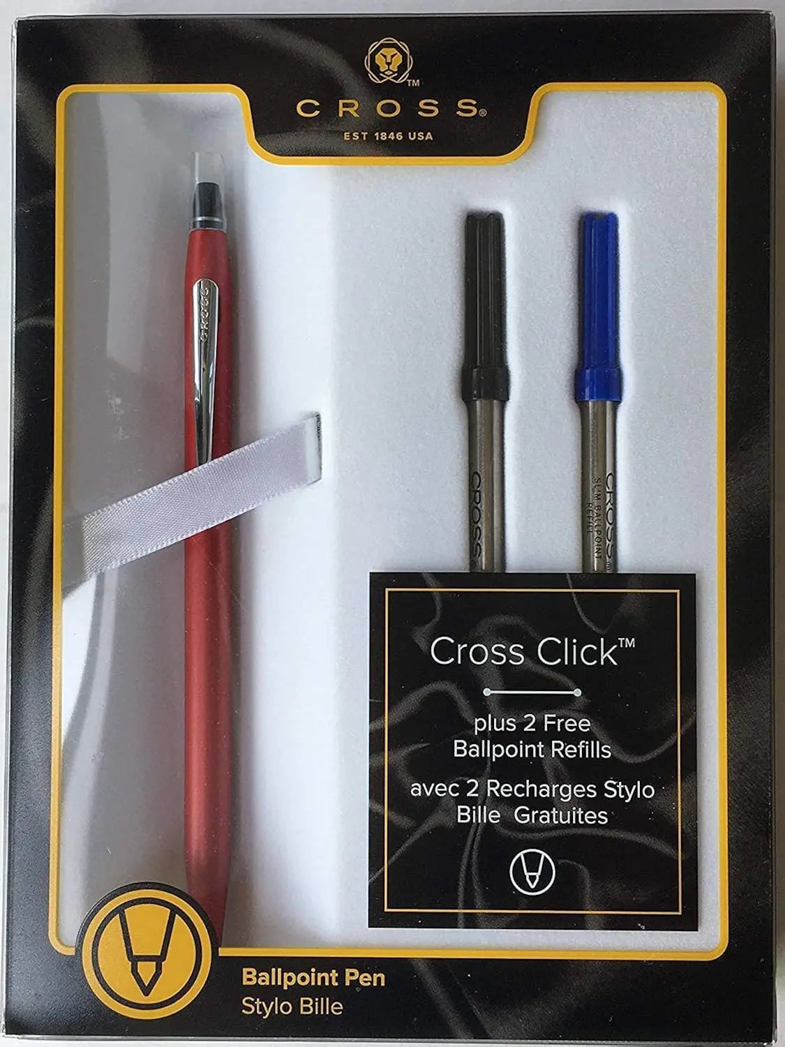 Cross Pens Cross Click Ballpoint Pen with 2 Extra Refills in Red Color(AT0622D-119/17) Cross