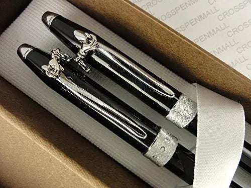 Cross Rare Sentimental Pearlescent Black Lacquer and Glittering Pavé-Textured Band Selectip Rolling Ball Pen and Ballpoint Pen Set (Him and Her Gift Set) A Great Gift to Anyone You Love. - crosspenmall.com