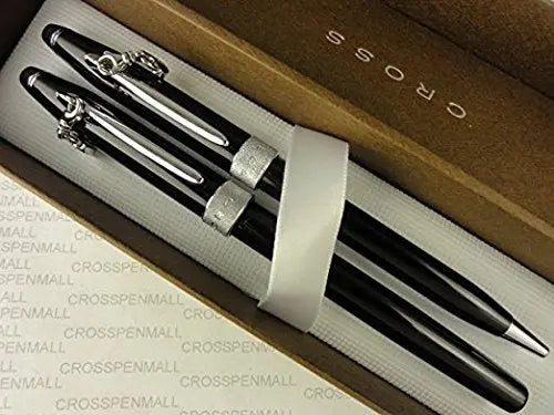 Cross Rare Sentimental Pearlescent Black Lacquer and Glittering Pavé-Textured Band Selectip Rolling Ball Pen and Ballpoint Pen Set (Him and Her Gift Set) A Great Gift to Anyone You Love. - crosspenmall.com