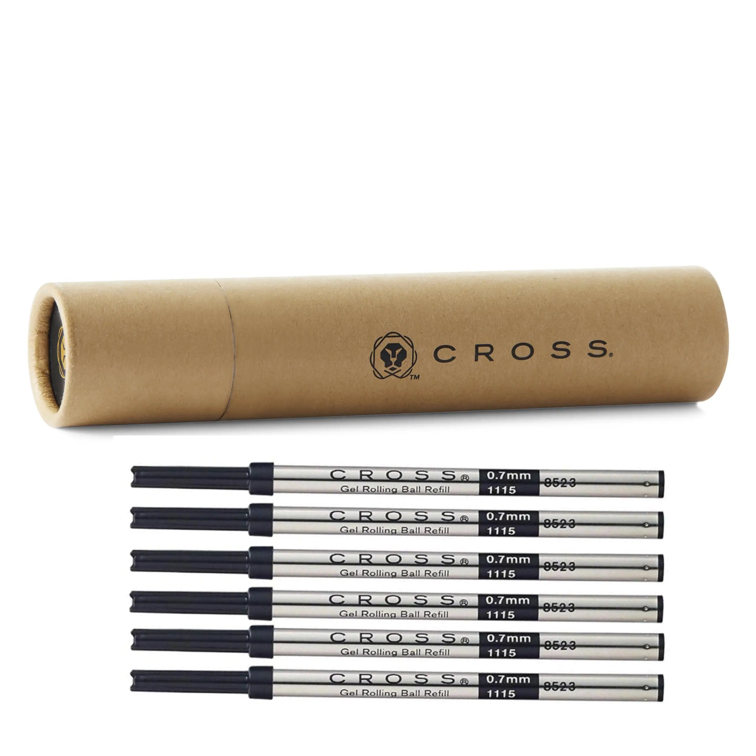 Cross Rollerball Refills for Selectip Gel Roller Ball Pens, 6ct/pk (New Version) (Bulk Pack of 6/Pack) in Storage Tube Cross