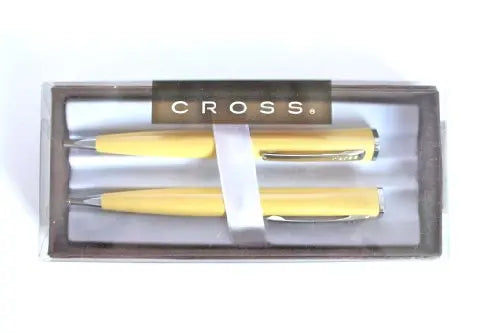 Cross Sage Ballpoint Pen and Pencil Set - Pearlescent Yellow - crosspenmall.com