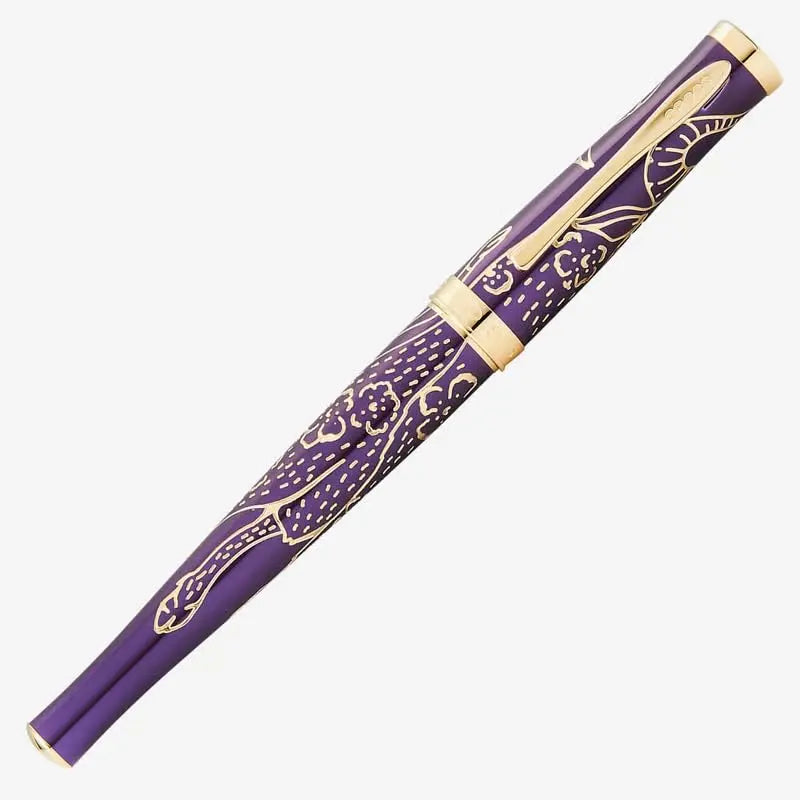 Cross Sauvage 2021 Year of the Ox Special-Edition, Hand-polished Translucent Plum lacquer finish with deep-etched Ox engraving, 23KT Gold Inlays and Appointments Fountain Pen Cross