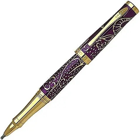 Cross Sauvage 2021 Year of the Ox Special-Edition, Hand-polished Translucent Plum lacquer finish with deep-etched ox engraving, 23KT Gold Inlays and Appointments,Rollerball Pen -Medium Point Cross