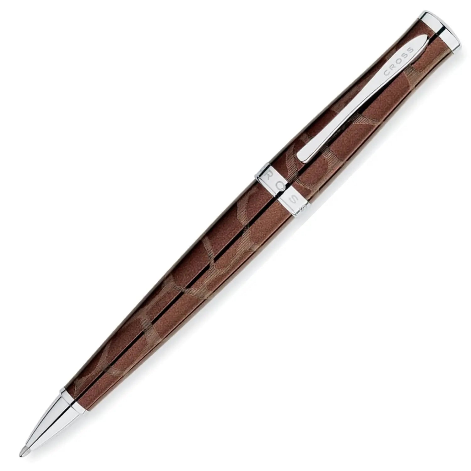 Cross Sauvage Tourmaline Lacquer and Giraffe Pattern Ball Pen - Brown Cross