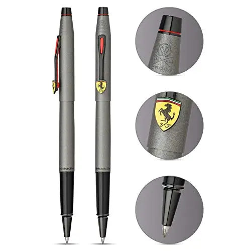 Cross Scuderia Ferrari Classic Century Rollerball Pen, Includes Premium Gift Box - Titanium Grey Satin Lacquer - crosspenmall.com