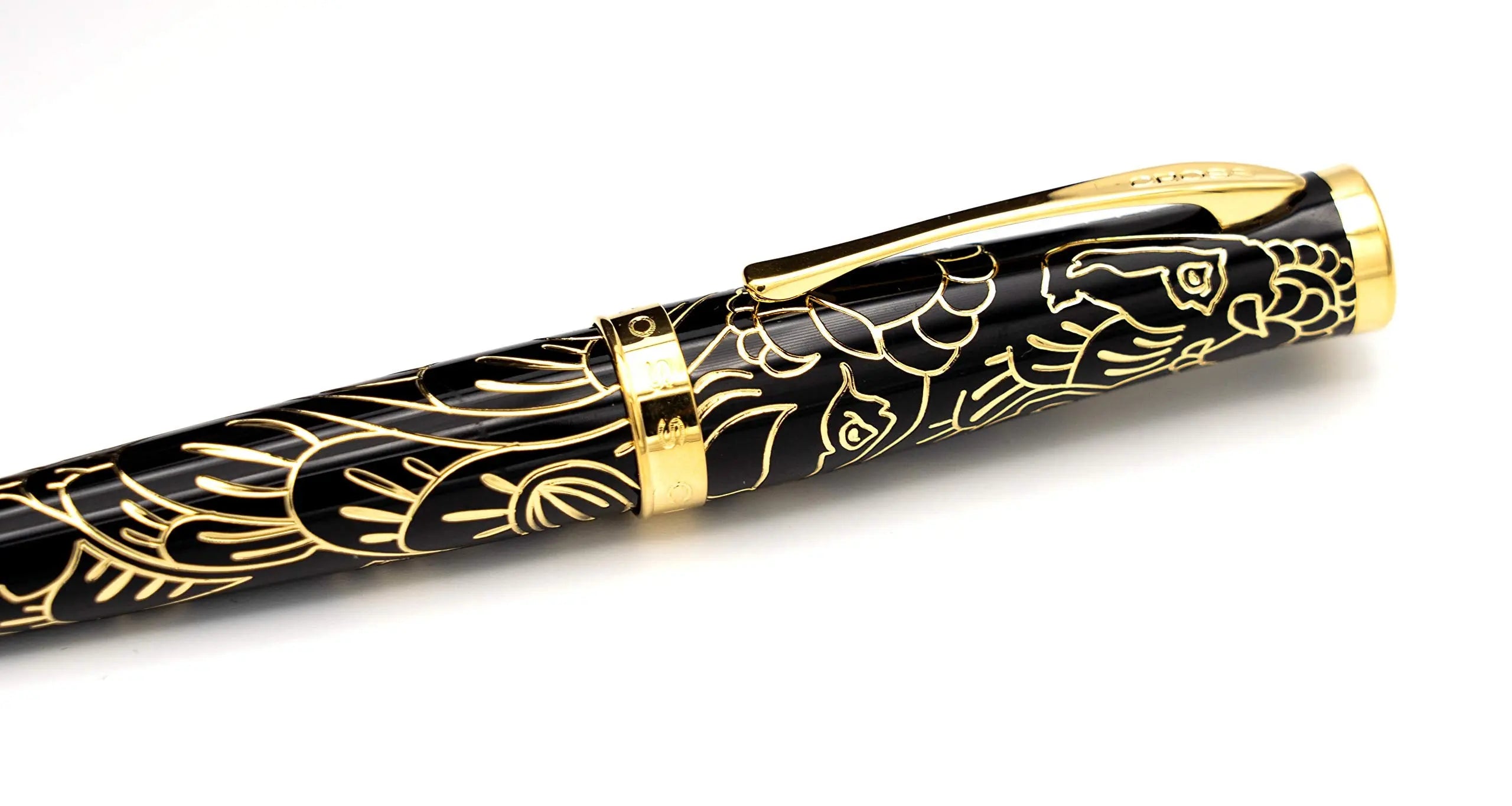 Cross Special Edition Hand made Year of the Goat - Black Lacquer and polished 23KT gold overlays and appointments Ballpoint Pen in its Original big Corporate Leather gift box Cross