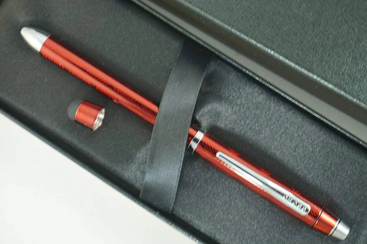 Cross Tech3 with Sophisticated Herringbone-patterned red Barrel and interchangeable cap tops, Multi-function Pen - 0.5 MM Lead Size Pencil, Black Ink Refill, and Red Ink Refill in One Pen. Cross